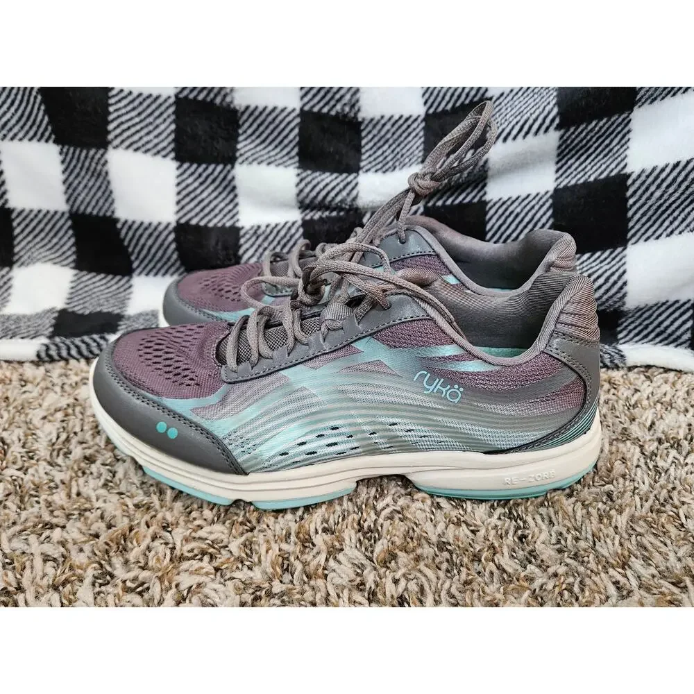 Ryka Devotion Plus 2 Womens Size 8.5 Gray Aqua Walking Athletic Shoes Sneakers